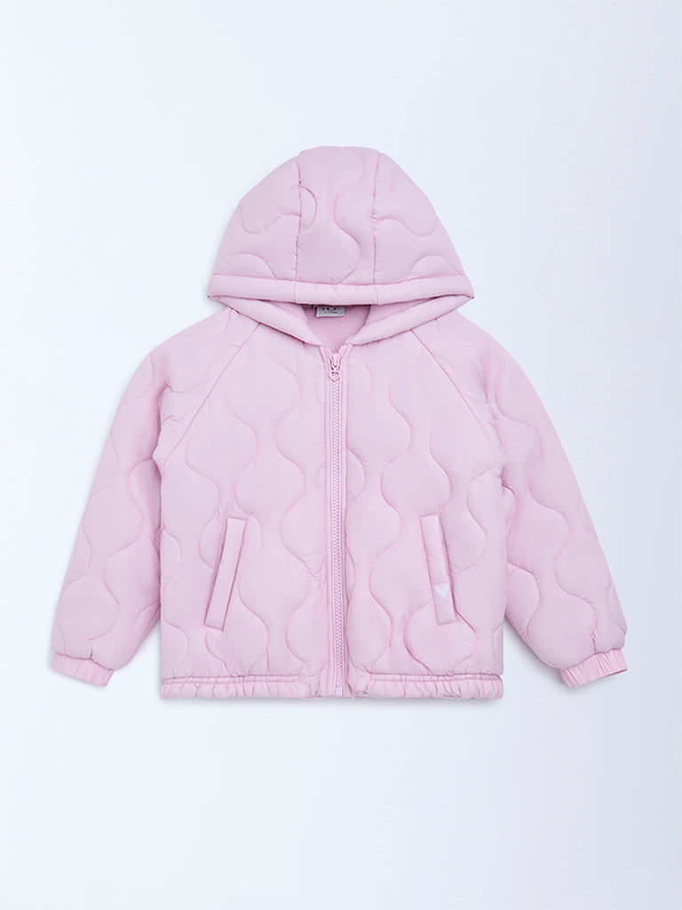 HOP Kids Dusty Pink Quilted Hooded Jacket