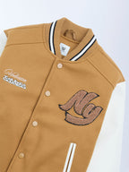 Y&F Kids Tan Text Design Varsity Jacket