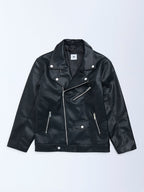 Y&F Kids Black Faux-Leather Jacket