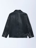 Y&F Kids Black Faux-Leather Jacket