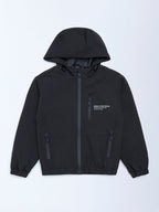 Y&F Kids Black Text Design Hooded Jacket