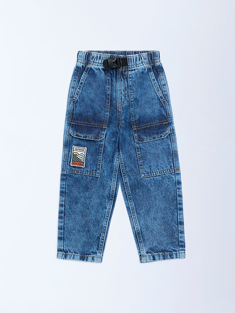 HOP Kids Blue Faded Mid-Rise Jeans
