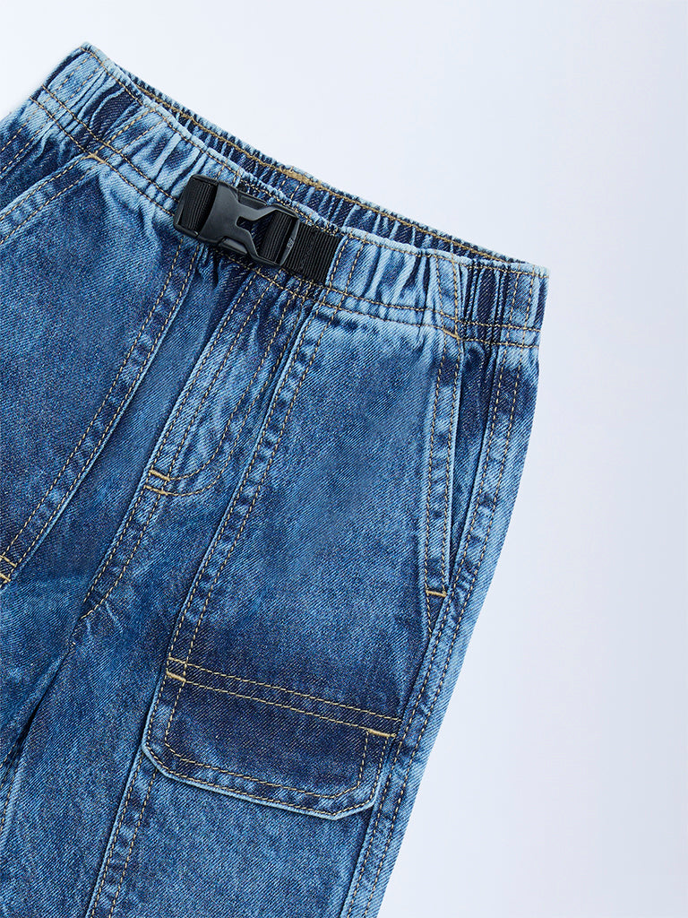 HOP Kids Blue Faded Mid-Rise Jeans