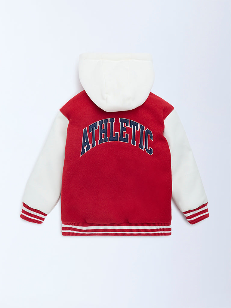 HOP Kids Red Text-Detail Jacket with a Hood