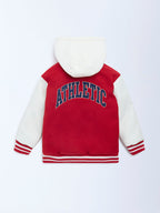 HOP Kids Red Text-Detail Jacket with a Hood