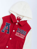 HOP Kids Red Text-Detail Jacket with a Hood