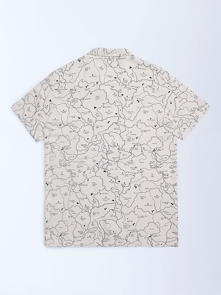 Y&F Kids Beige Map-Inspired Shirt