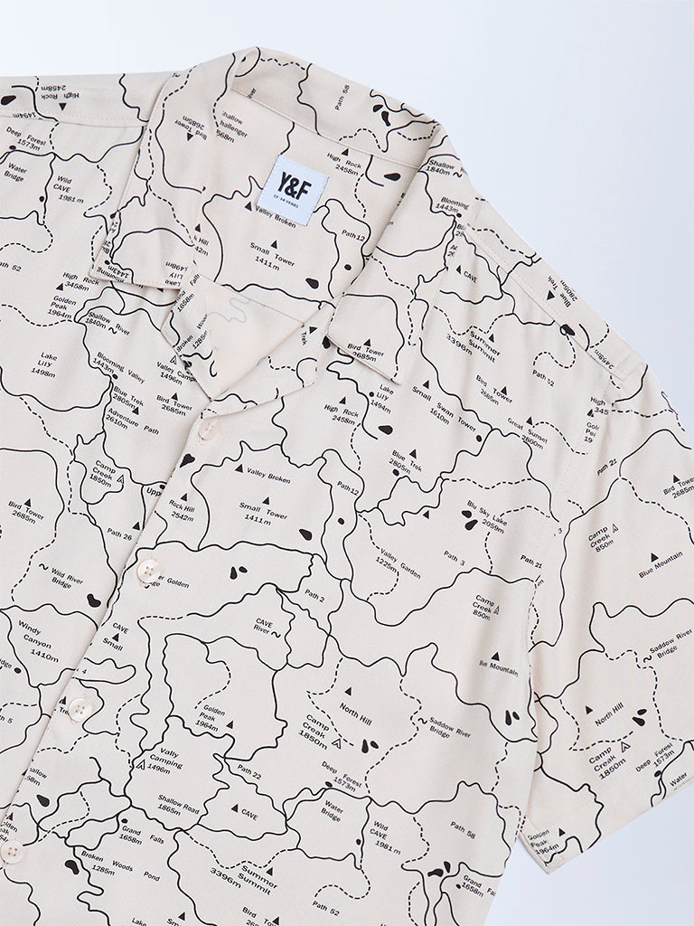 Y&F Kids Beige Map-Inspired Shirt