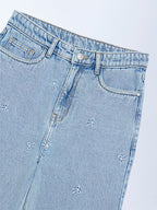 Y&F Kids Light Blue Embroidery Relaxed-Fit High-Rise Jeans