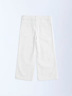 HOP Kids White Bow-Detailed Wide-Leg Mid-Rise Jeans