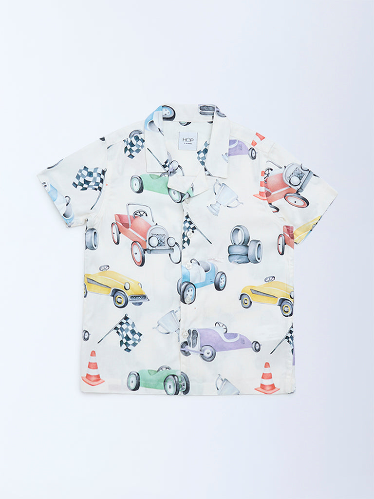 HOP Kids Off-White Printed Shirt