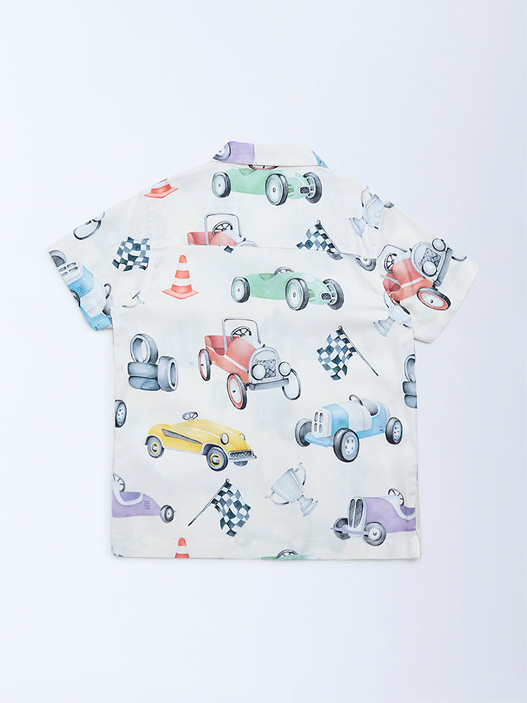 HOP Kids Off-White Printed Shirt