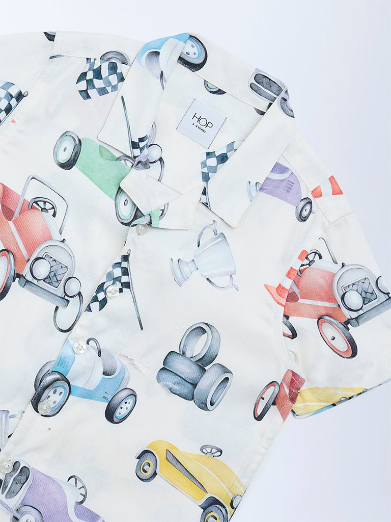 HOP Kids Off-White Printed Shirt