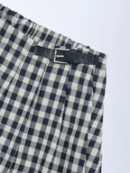 HOP Kids Navy Checkered High-Rise Skirt