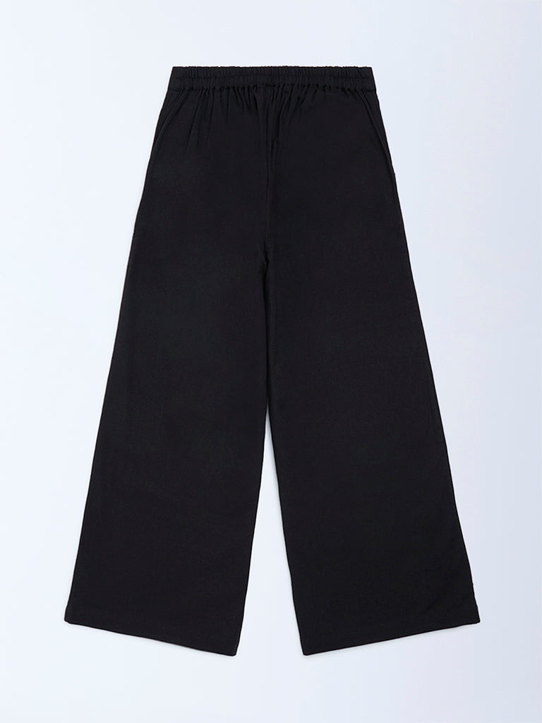 Utsa Kids Black Cotton-Blend Ethnic Pants - (8-14yrs)