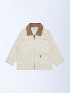 HOP Kids Beige Solid Cotton Jacket