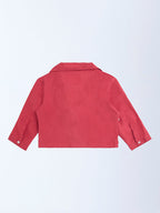 Utsa Kids Red Jamdani Cotton-Blend Jacket - (8-14yrs)