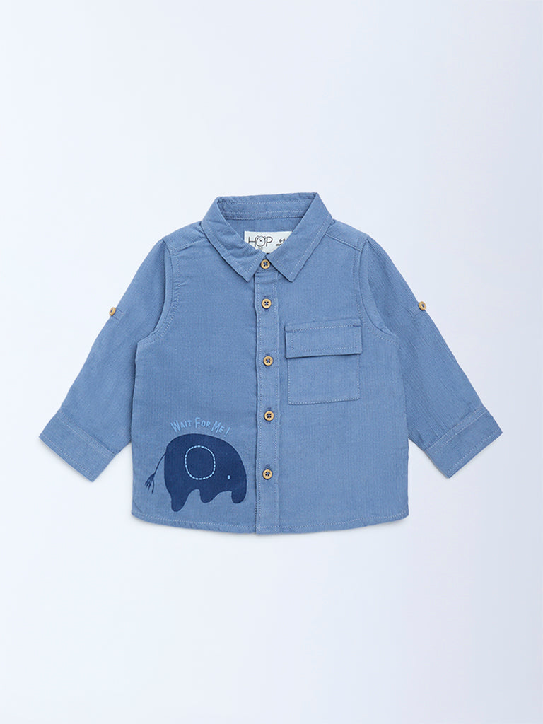 HOP Baby Dusty Blue Corduroy Cotton Shirt