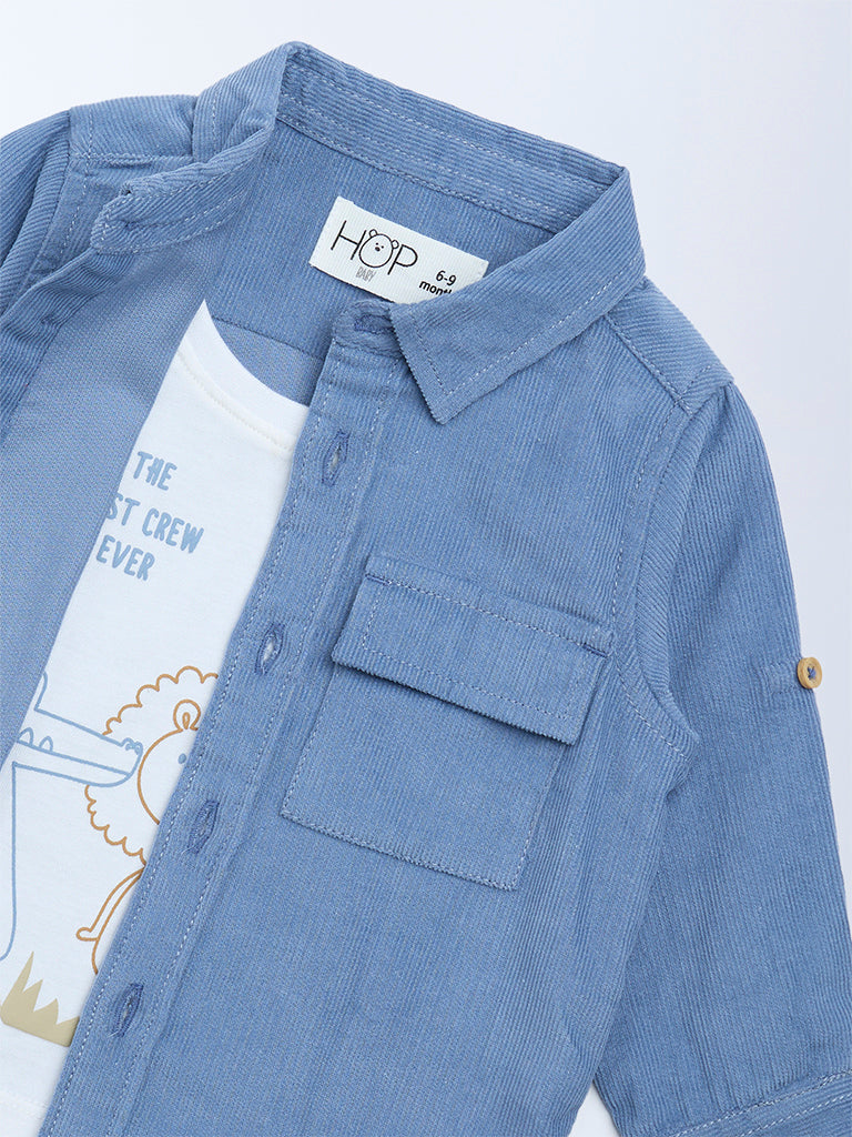HOP Baby Dusty Blue Corduroy Cotton Shirt