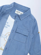HOP Baby Dusty Blue Corduroy Cotton Shirt