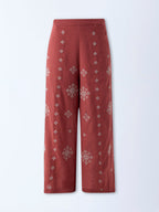 Bombay Paisley Rust Embroidered Cotton Palazzos