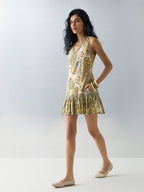 Bombay Paisley Multicolour Floral Cotton Drop-Waist Dress