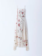 Bombay Paisley Off-White Embroidered A-Line Dress