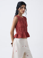 Bombay Paisley Rust Smocked Cotton Top