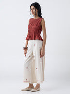 Bombay Paisley Rust Smocked Cotton Top