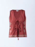 Bombay Paisley Rust Embroidered Cotton Top