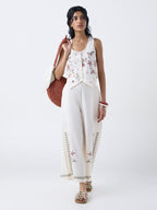 Bombay Paisley Off-White Cotton-Blend Waistcoat