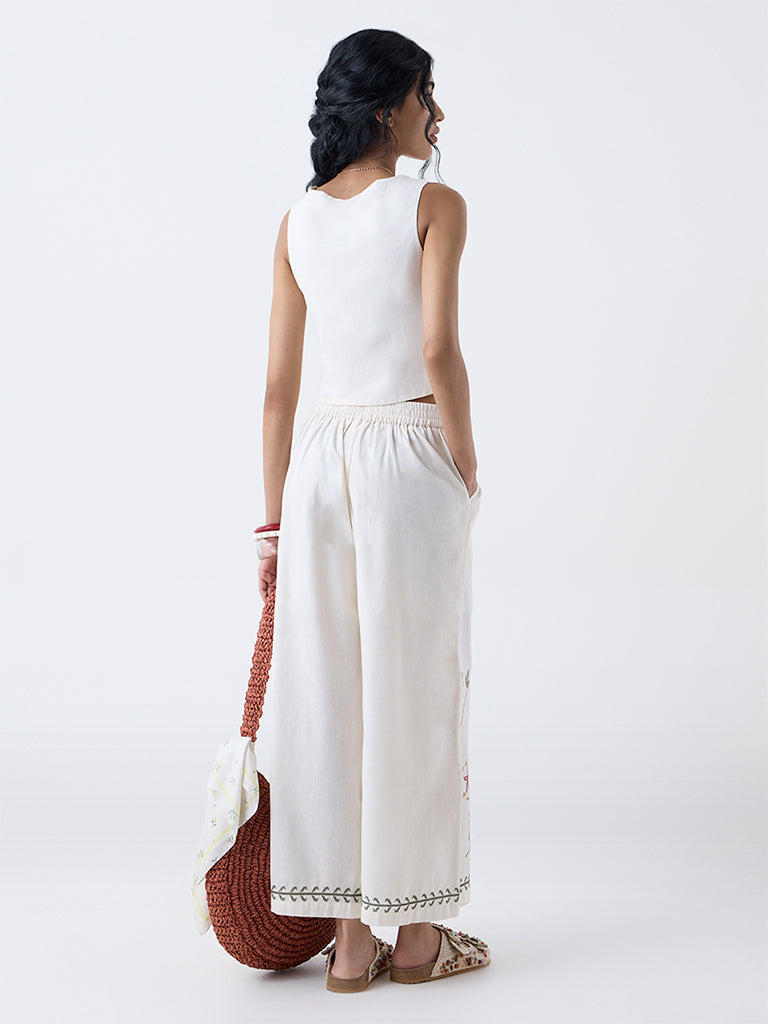 Bombay Paisley Off-White Cotton-Blend Waistcoat