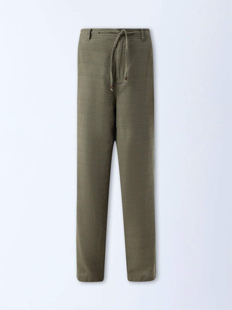 Bombay Paisley Olive Cotton-Blend Pants