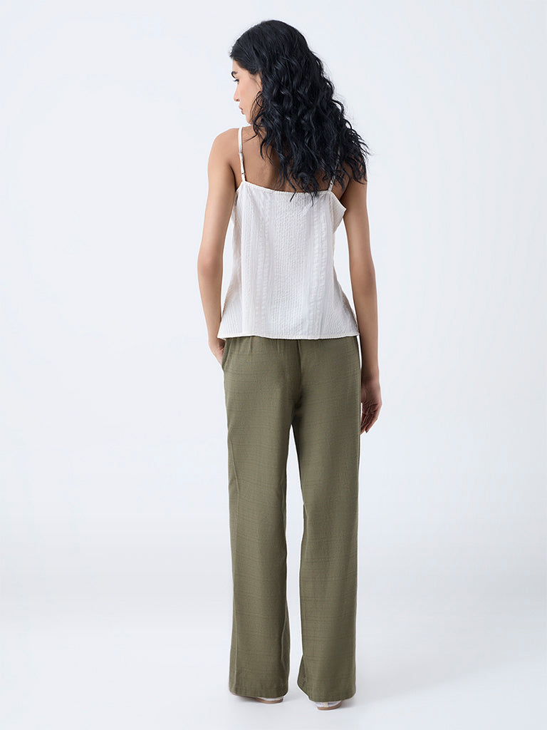Bombay Paisley Olive Cotton-Blend Pants