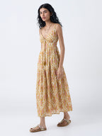 Bombay Paisley Mustard Paisley Design Cotton A-Line Dress