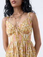 Bombay Paisley Mustard Paisley Design Cotton A-Line Dress