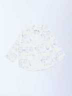 HOP Baby White Animal Embroidered Cotton Shirt