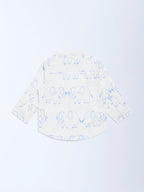 HOP Baby White Animal Embroidered Cotton Shirt