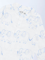 HOP Baby White Animal Embroidered Cotton Shirt