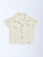 HOP Baby Beige Embroidered Cotton Shirt
