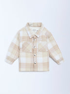HOP Baby Beige Checkered Cotton Shacket