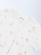 HOP Baby White Floral Embroidered A-Line Cotton Dress
