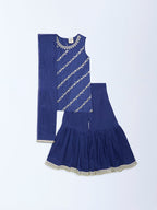 Utsa Kids Navy Embellished Sharara Ethnic Set - (2-8yrs)