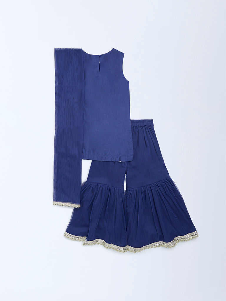 Utsa Kids Navy Embellished Sharara Ethnic Set - (2-8yrs)