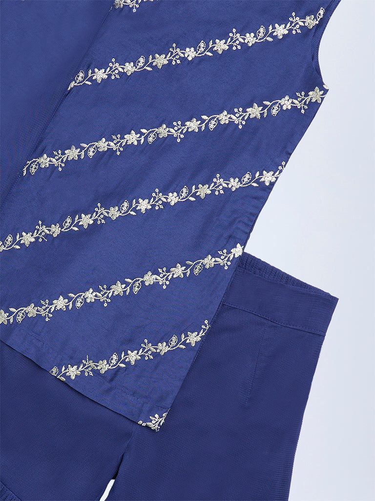 Utsa Kids Navy Embellished Sharara Ethnic Set - (2-8yrs)