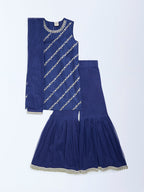 Utsa Kids Navy Embellished Sharara Ethnic Set - (8-14yrs)