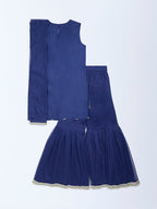 Utsa Kids Navy Embellished Sharara Ethnic Set - (8-14yrs)