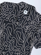 Y&F Kids Black Embroidered Resort-Fit Cotton Shirt