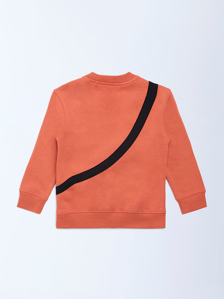 HOP Kids Orange Pouch-Detailed Cotton-Blend Sweatshirt