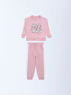 HOP Kids Pink Cotton-Blend Sweatshirt and Joggers Set